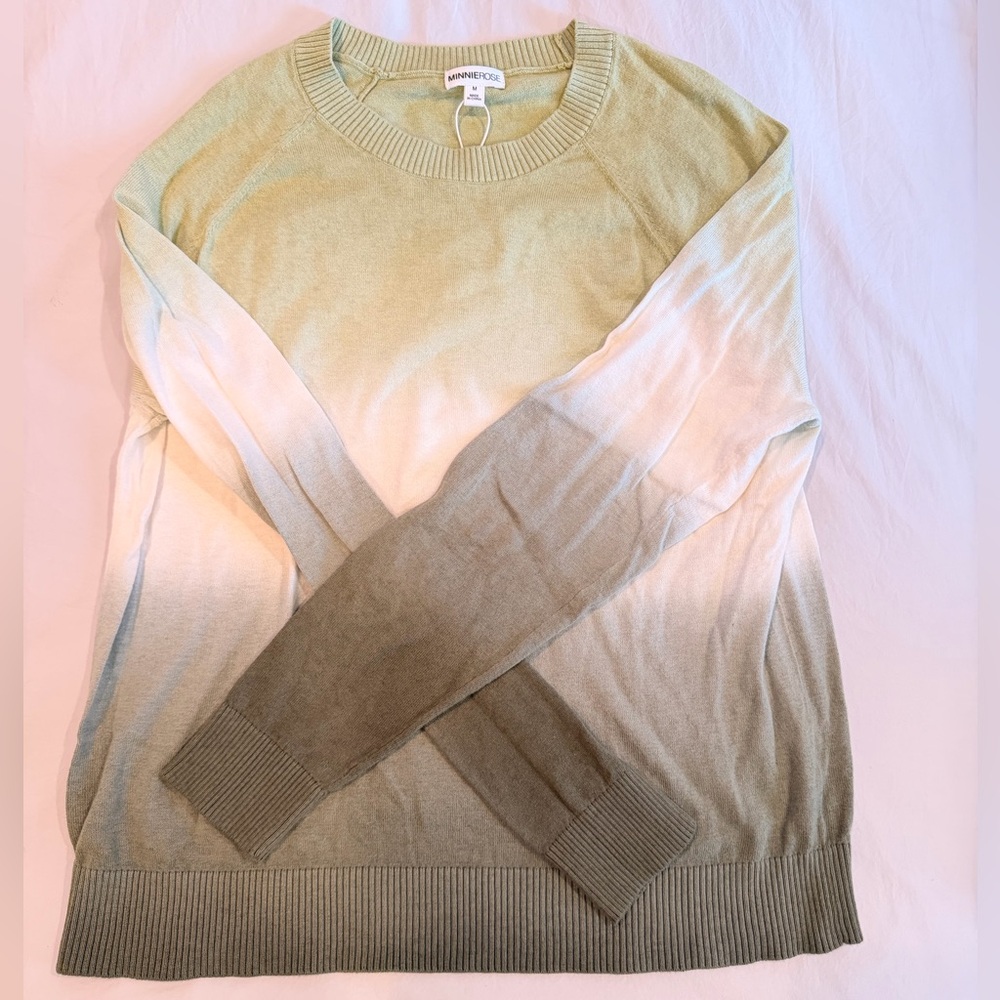Minnie Rose Olive and Cream Gradient Sweater